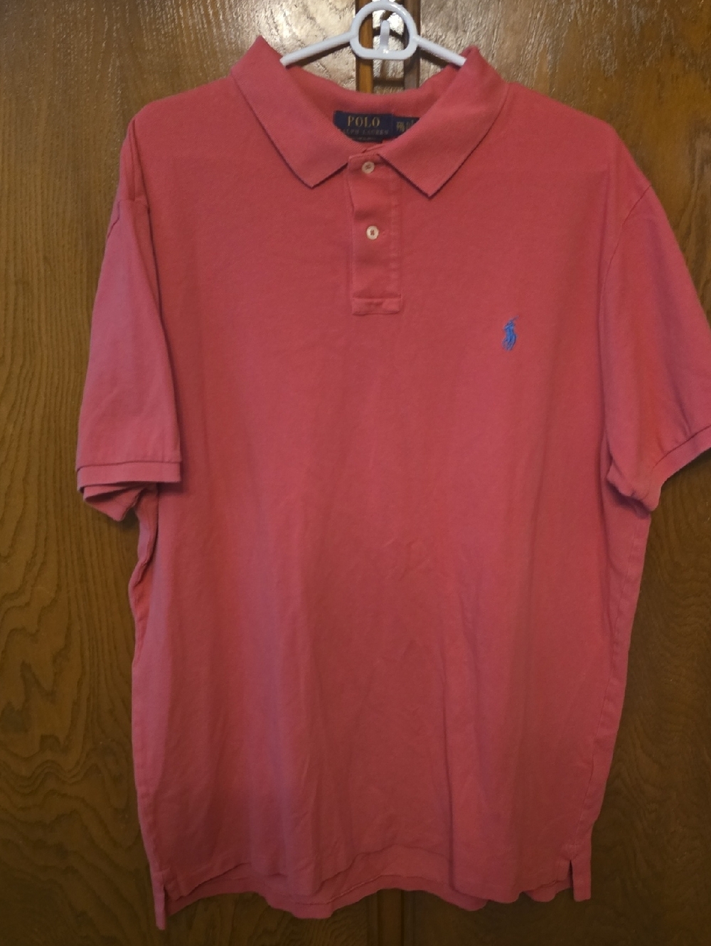 Polo by Ralph Lauren Men’s Coral Polo Shirt with Blue Pony
